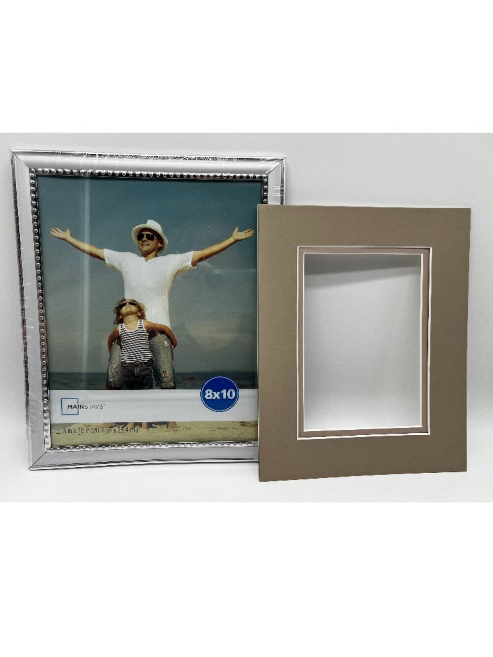 8 x 10 Picture Frame Beaded with Easel Back or Wall Mount w/separate 5 x 7 mat